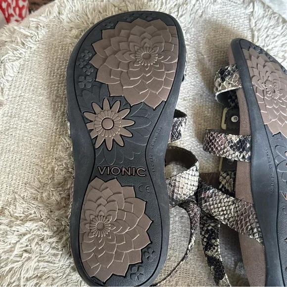 VIONIC Snakeskin Patterned Sandals Adjustable Sz 8 EXC CONDITION - Picture 4 of 8